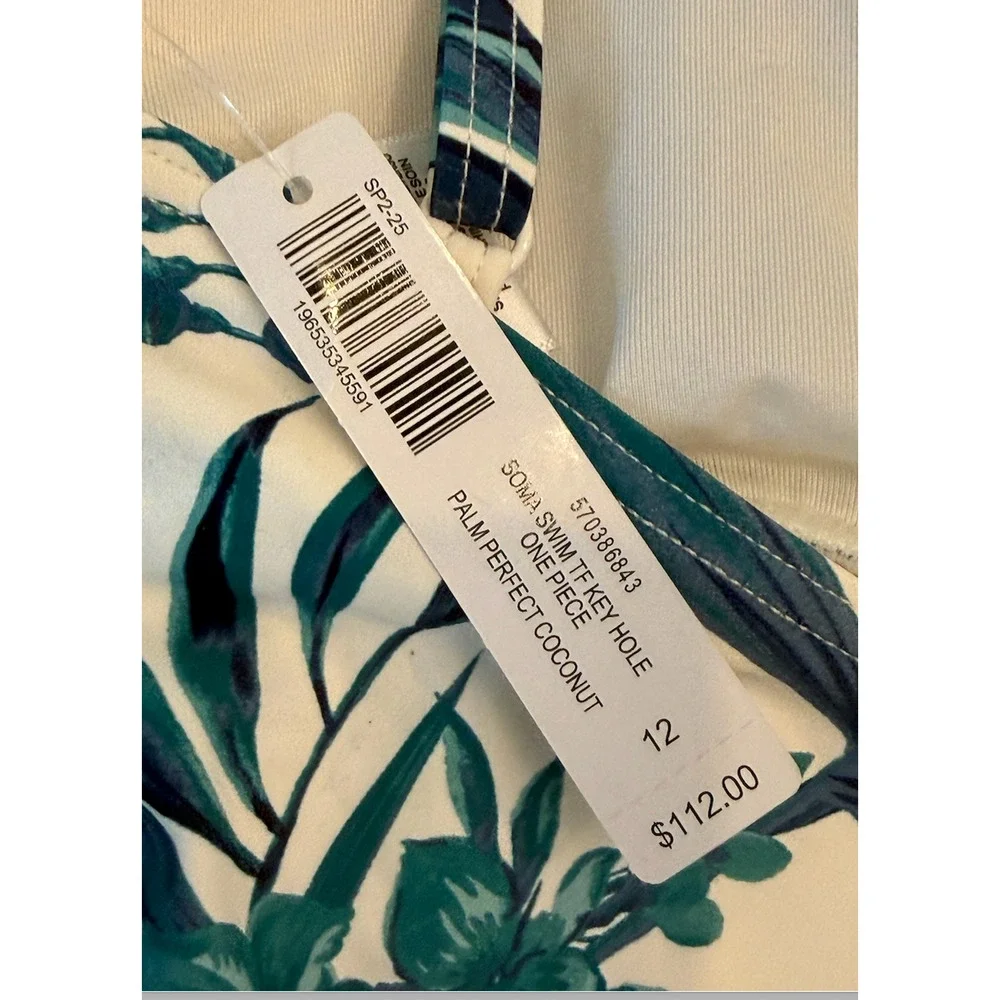 NWT SOMA PALM PERFECT COCONUT TWIST FRONT KEY HOLE ONE PIECE SWIMSUIT SZ 12